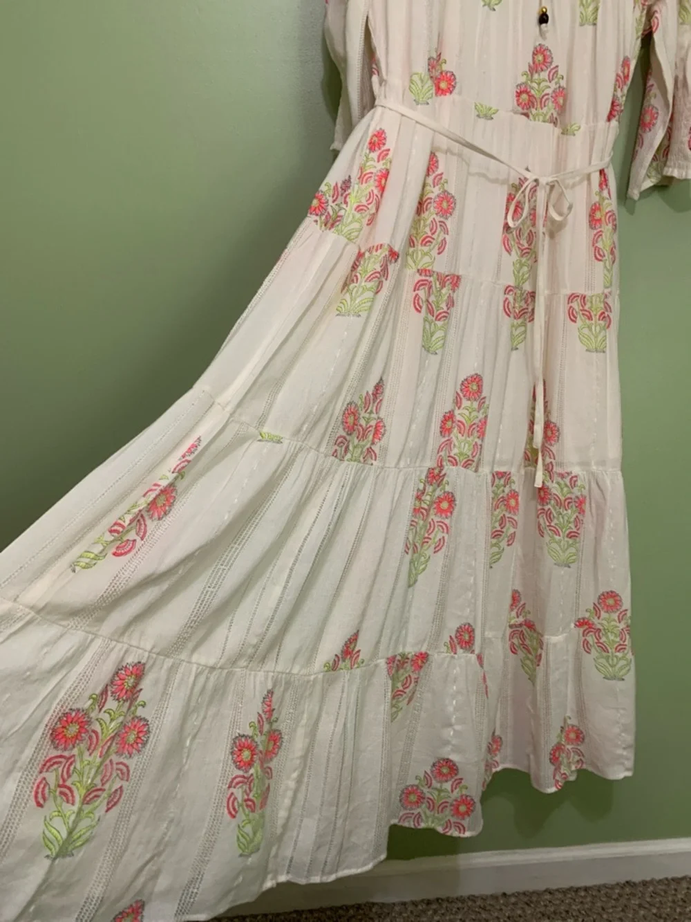 Oliphant Pintuck Ruffle Maxi Dress in Algarve Pink Size 2XL NWT - Picture 6 of 14